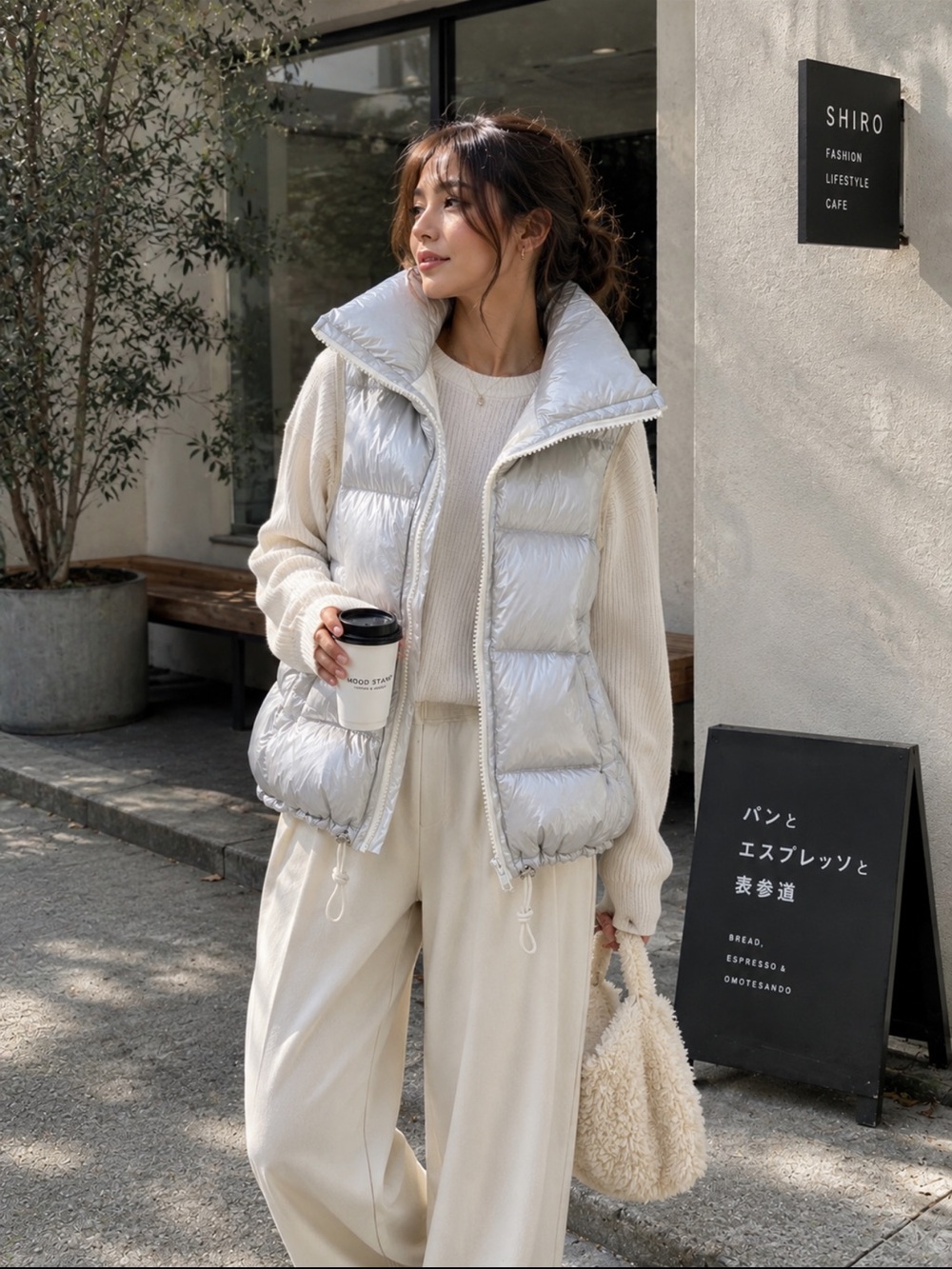 Sacai Luck White Oversized Puffer Vest Small Designer Down Bubble Vest